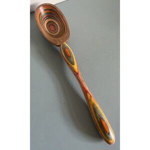 MCM retro Rainbow bamboo wood scoop spoon 9"